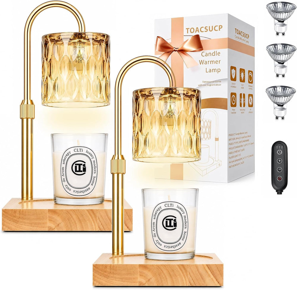 TOACSUCP Candle Warmer Lamp with 3 Bulbs, Adjustable Height Dimmable Candle W...