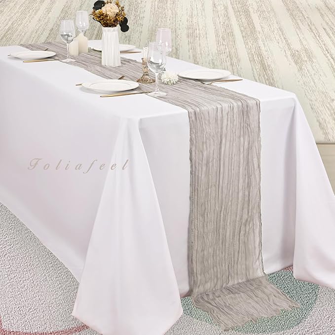 12 Pack Rose Brown Cheesecloth Table Runner 10FT Rustic Gauze Fabric Cheese Cloth Table Runner for Wedding Bridal Baby Shower Table Decor Boho Sheer Birthday Party Table Decorations 20 x 120 Inch Long