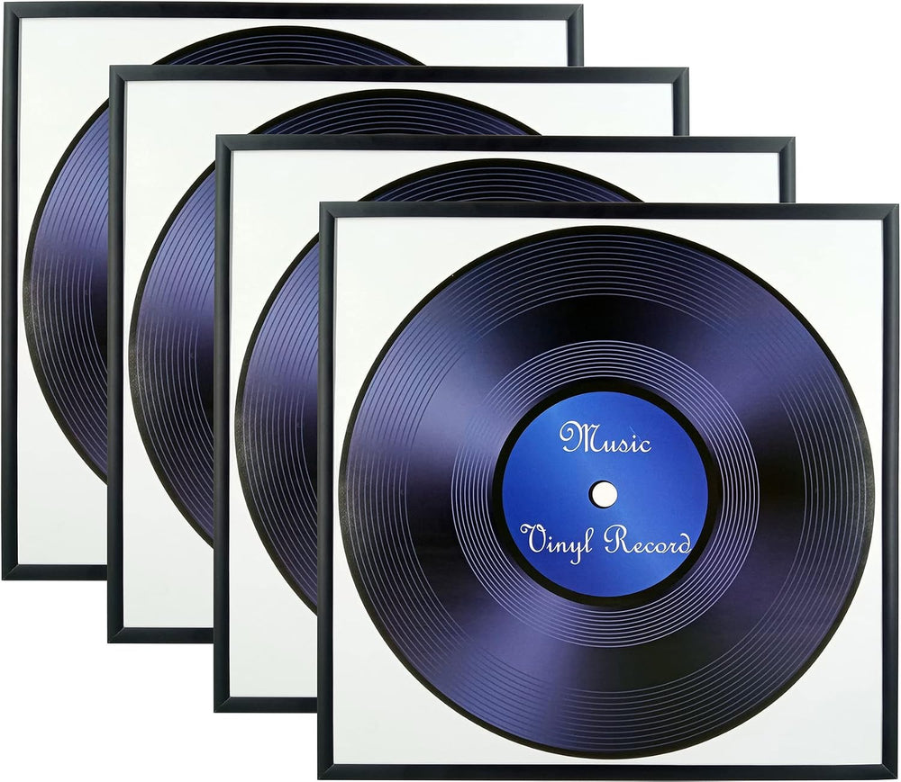 4 Pack Black Aluminum Vinyl Record Frame 12.5x12.5 Inch