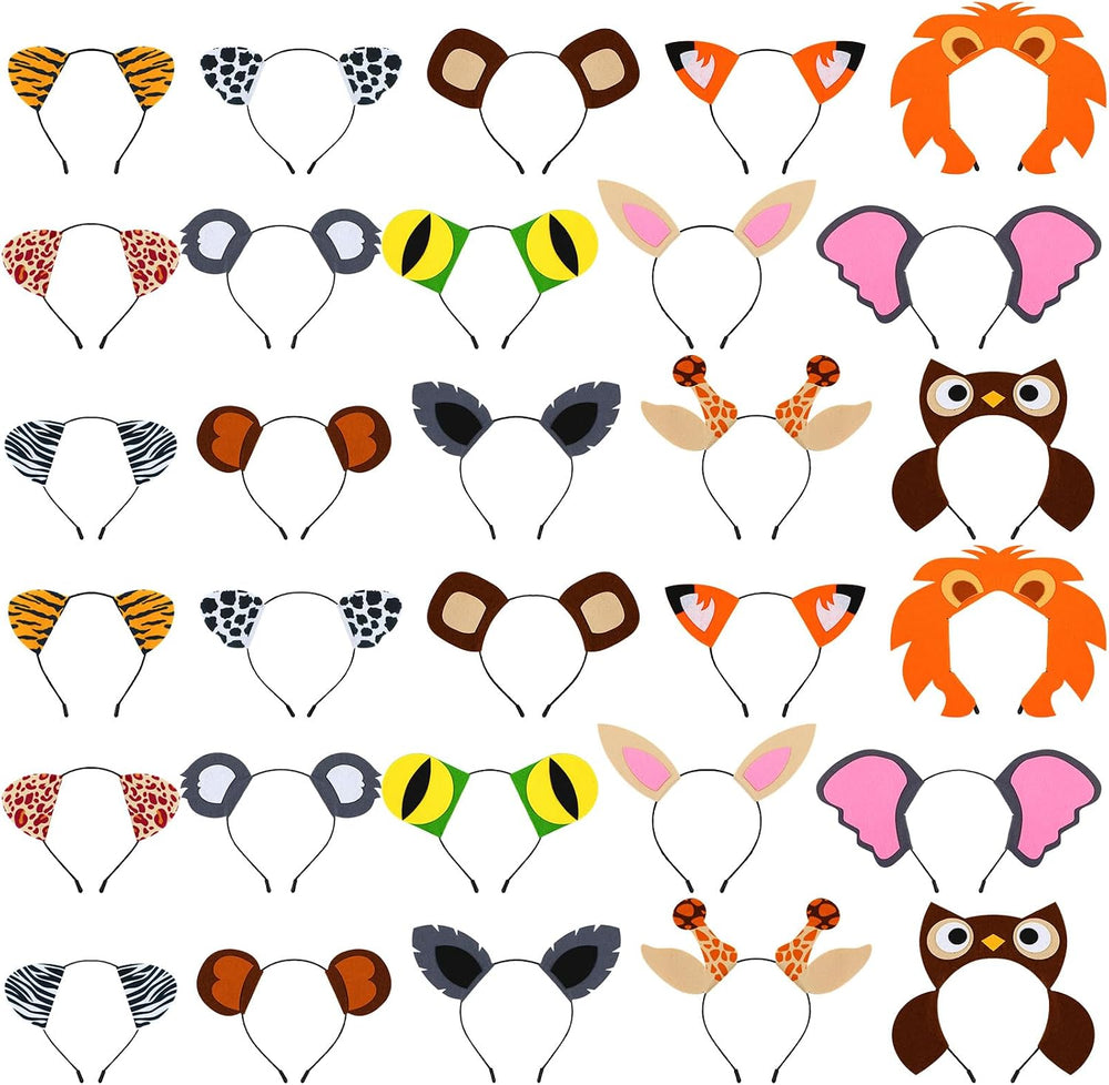 Kigeli 30 Pcs Jungle Animal Safari Headbands, Easter Hair Hoops