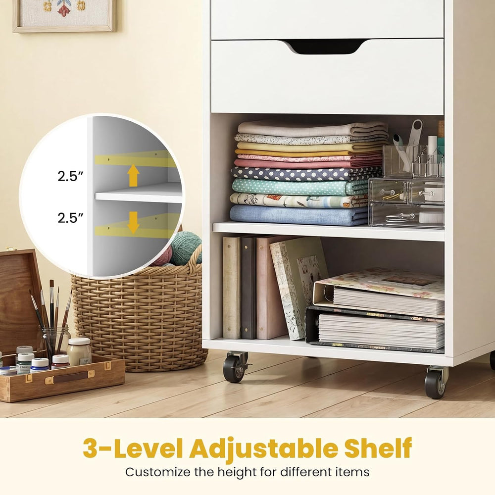 GOFLAME Rolling Craft Storage Cart with 3 Drawers, Wrapping Paper Organizer H...