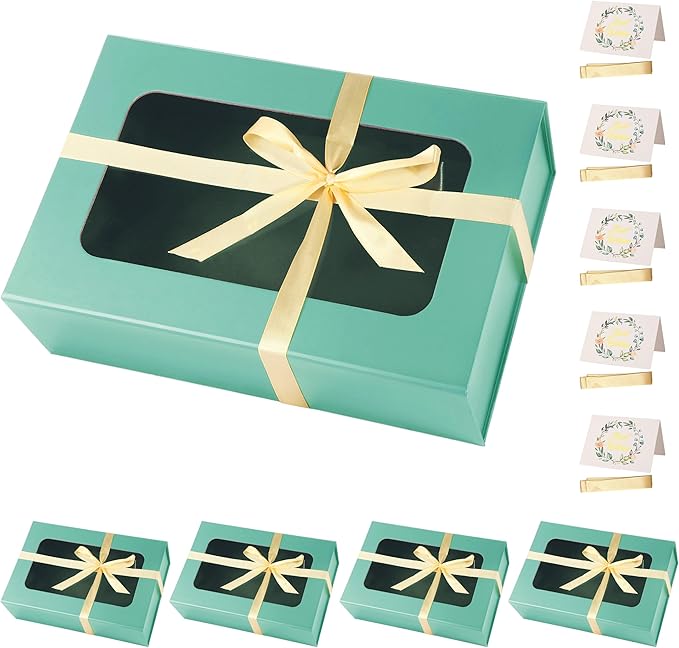 Light Green Large Gift Boxes with Window, 13.5"x9"x4.3" Bridesmaid Boxe for Gift Giving,Birthday Gift Box with Magnetic,Closure Lid Gift Boxes for Presents,Cute Boxe,Luxury for Gift Packaging,Gift Box for Wrapping Gifts