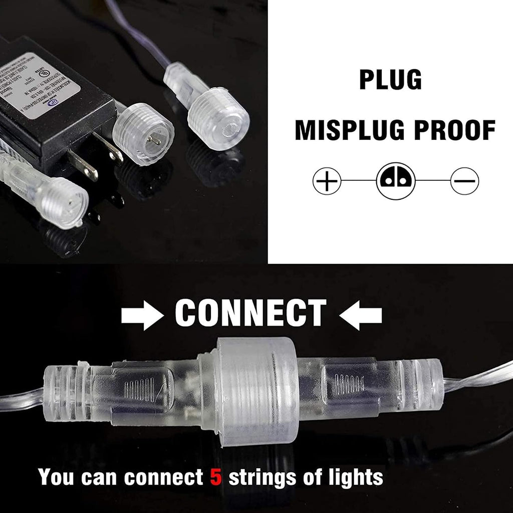 dazzle bright 864 led christmas light, meteor shower, close-up detail