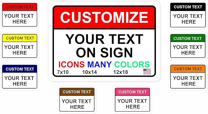 Custom Signs Outdoor Metal for Home Office Business, Personalized, Door, Porch, Delivery, Man Cave, Shop, Garage, Street. For Outside or Inside Use. Our Metal Signs Are UV Printed Solid Aluminum (12x18 inches, Header Box)