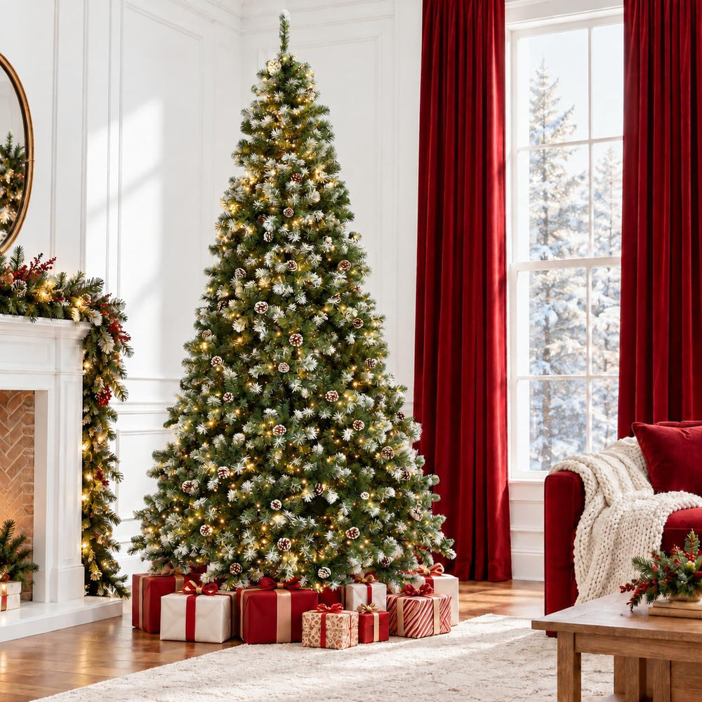 GAOMON 9ft Pre-Lit Artificial Christmas Tree, 900 Lights, 1800 Tips