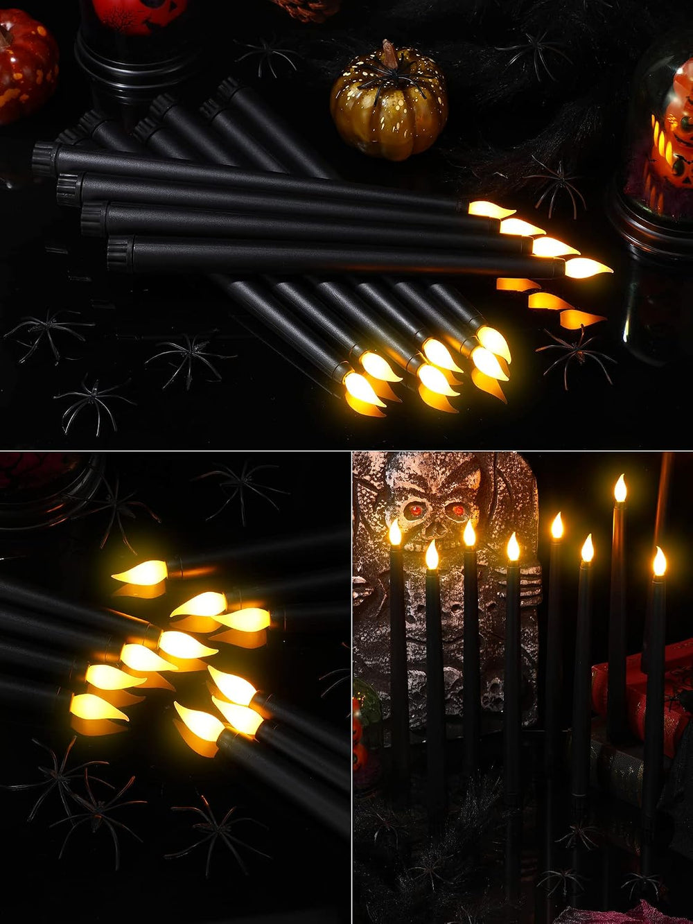 Retisee 30 Pcs 11 Inch Flameless Taper Candles LED Candles Bulk, Black