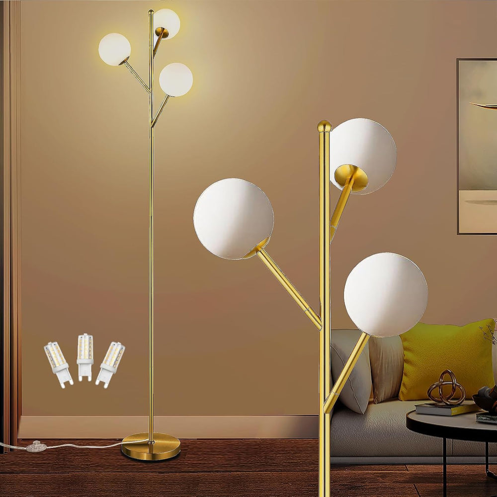 Ldeco Globe Mid Century Tree Floor Lamp with 3 Light Bulbs,70in Tall Standing...