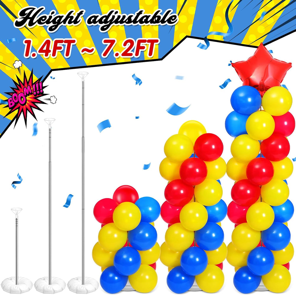 Realspring 2 Set Hero Themed Party Decoration Hero Balloon Column Stand Kit