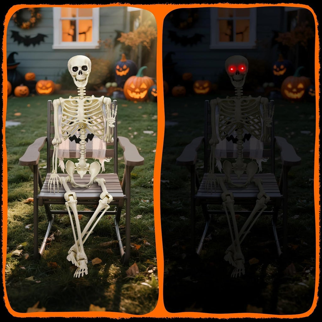 Halloween Decorations Outdoor 5.4Ft Life-Size Realistic Posable Skeleton