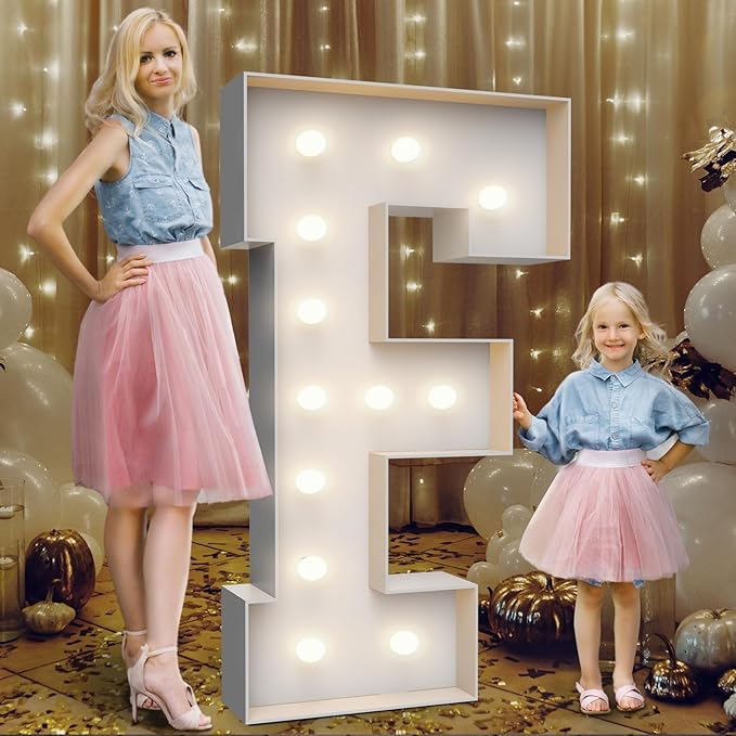 4FT Marquee Light Up Letters F,Party Decoration Large Marquee Light Up Letters with Weighted Water Bag,Pre-cut Foam Board Set Can Be Used for Birthdays,Weddings,Baby Anniversaries