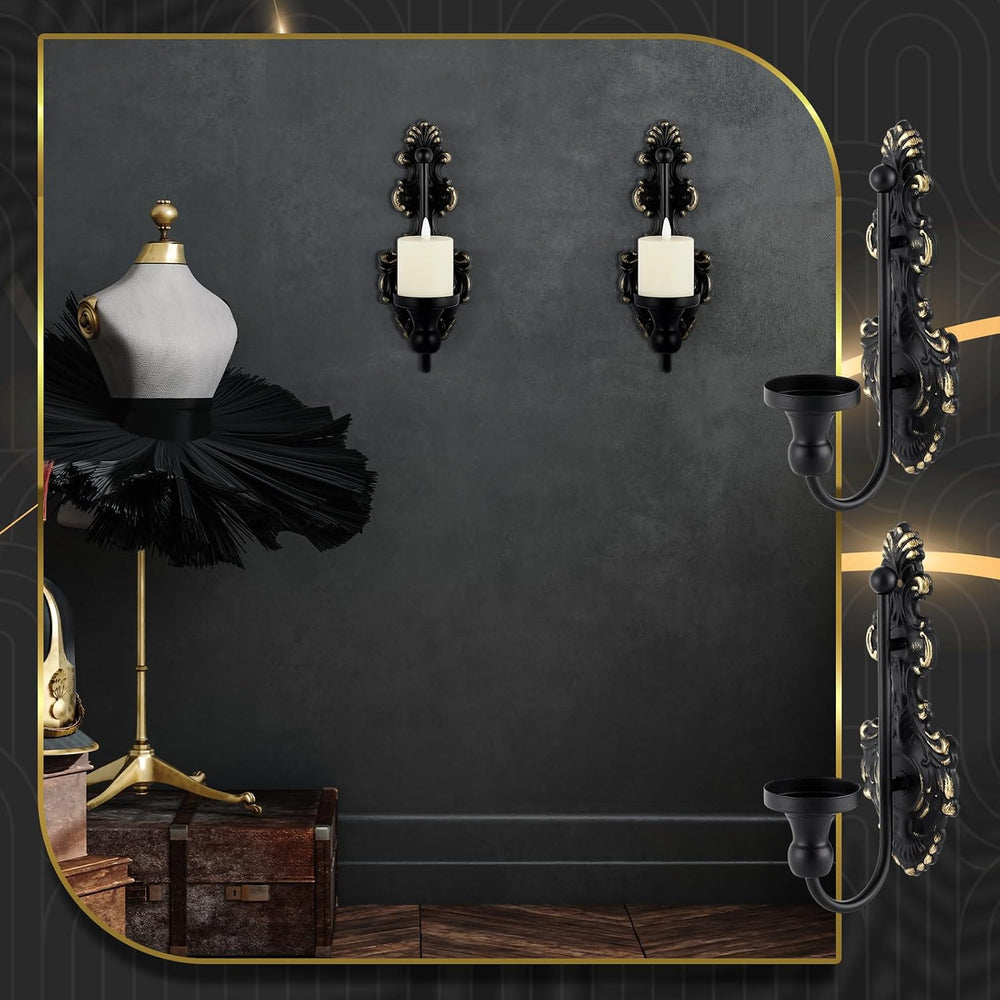 Ziliny Set of 2 Wall Sconce Candle Holder Black Gothic