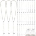 ROCEEI 24 Set Catholic Rosary Bead Bulk 8mm Glass Pearl Beads