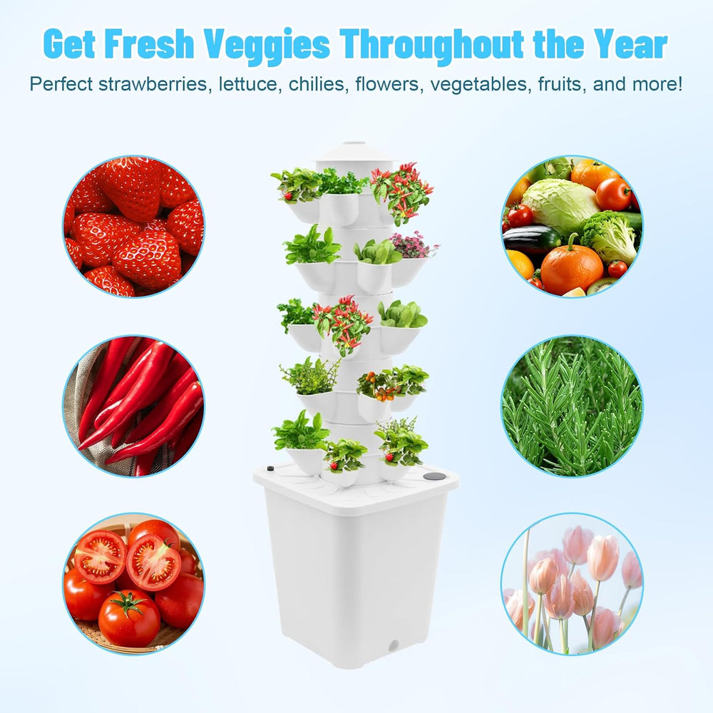 25-Plant Vertical Tower Garden System - Indoor Hydroponic Growing Kit