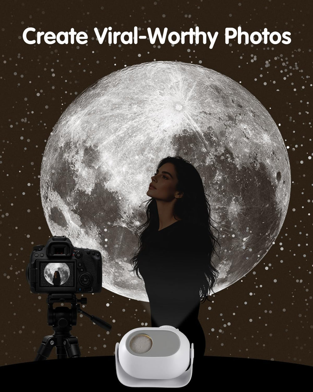 Galaxy Star Projector with Dynamic Lunar Eclipse, White Noise Night Light