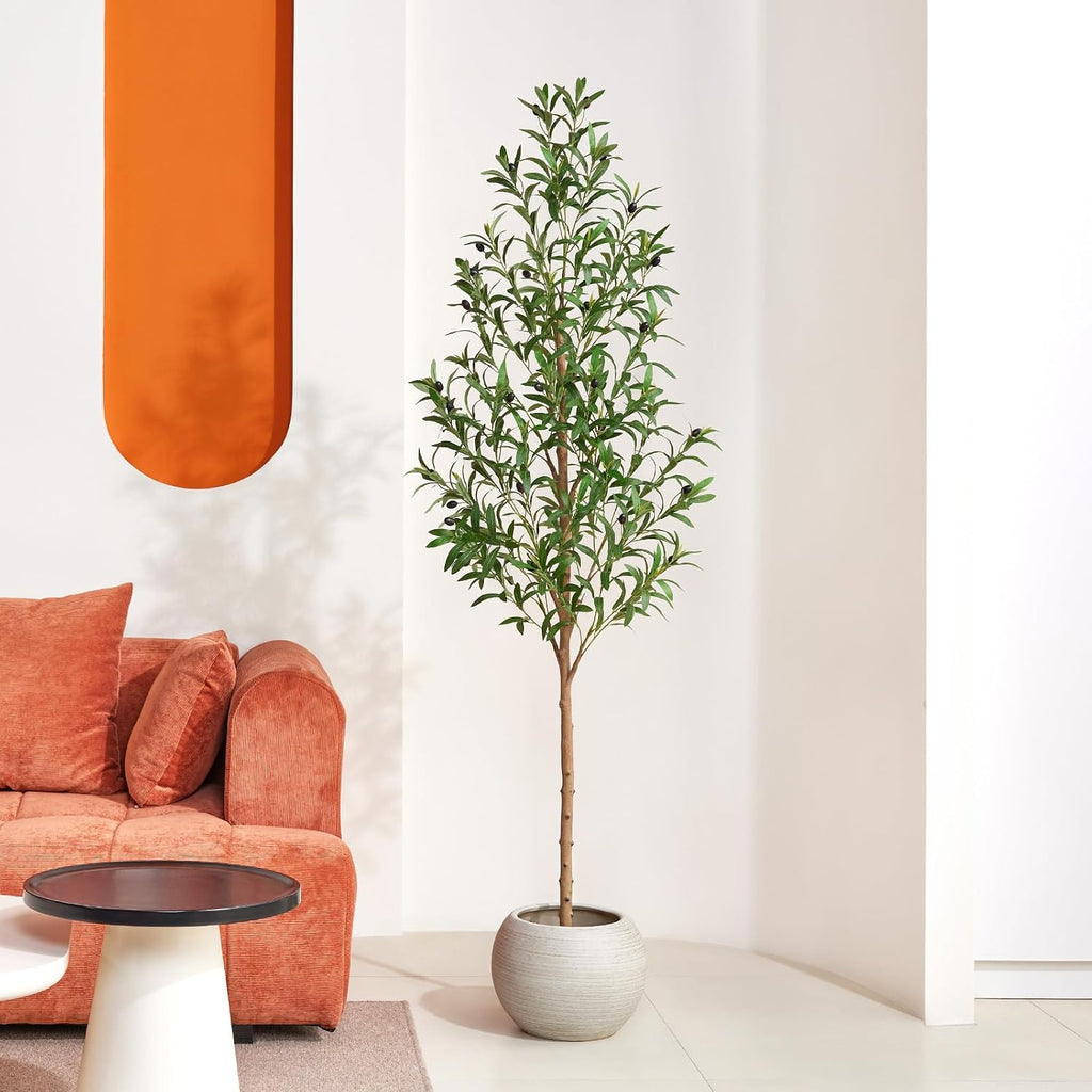 VeriNatural 6ft Artificial Olive Tree with Real Wood Trunk