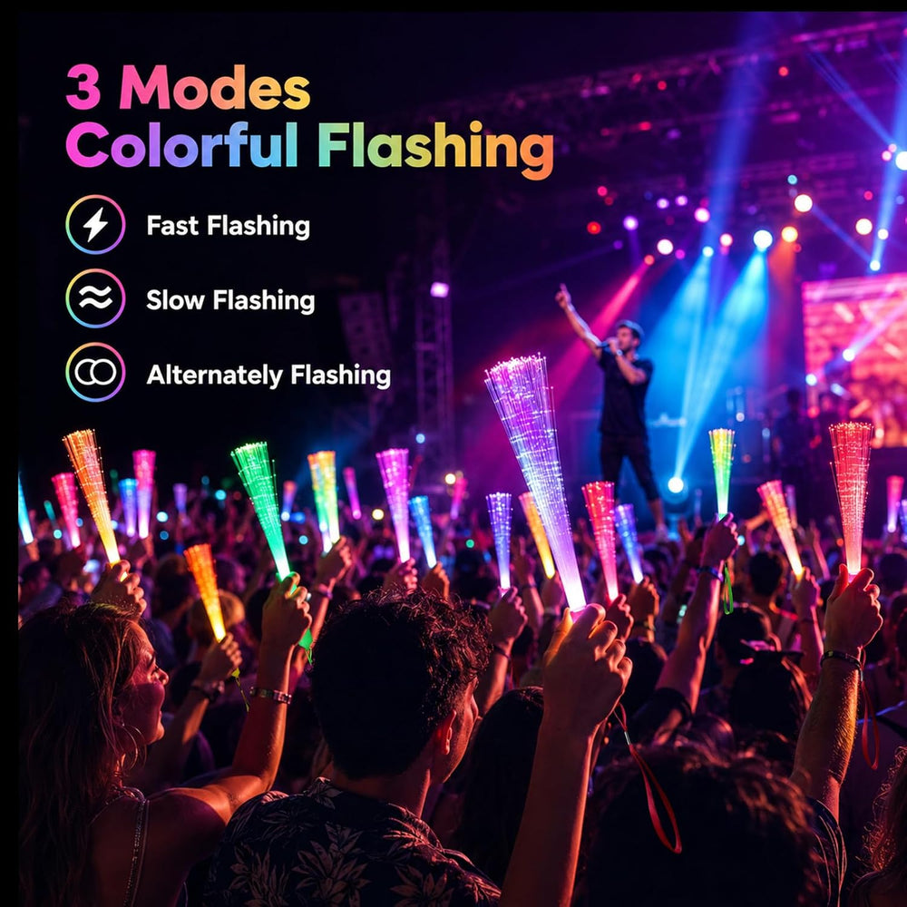 36 Pack Fiber Optic Wands, LED Light Up Halloween Glow Party Favors
