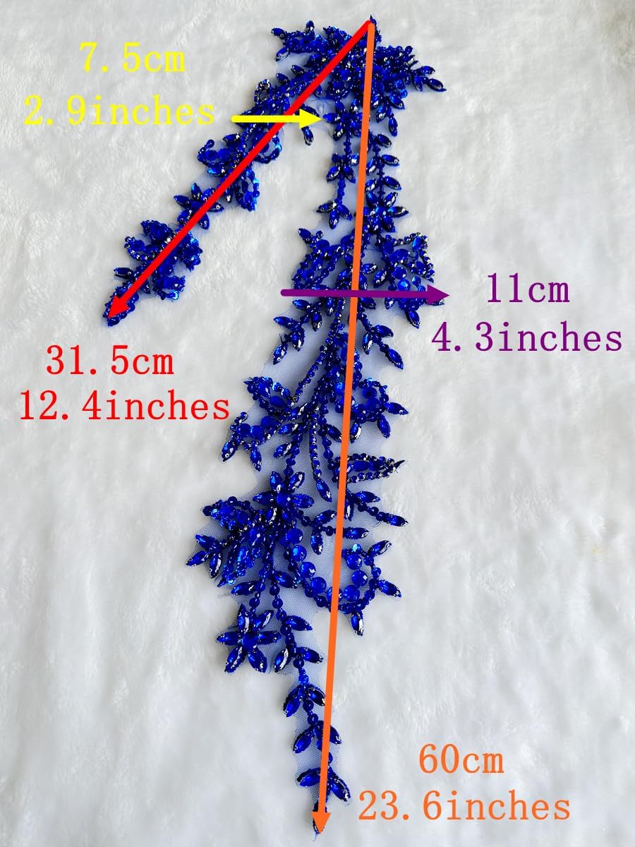 Handmade Shining Acrylic Rhinestones on lace Applique Sewing Beads Stones Tri...