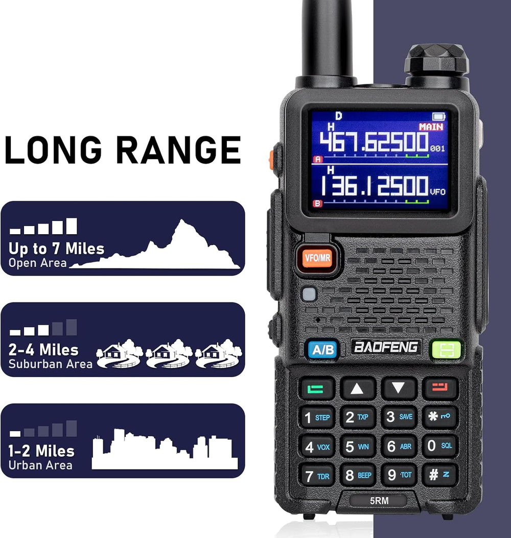 BAOFENG 5RM 10W Ham Radio Handheld Long Range Two Way Radio,NOAA Weather Rece...