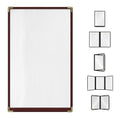 Goodsmart Restaurant Menu Covers – 25 Pack Burgundy 2-View, Top-Loading Menu Holders, Vinyl & Plastic Café Menu Covers, Clear Menu Sleeves, Fits 11" x 17" & 8.5" x 11", Gold Corners