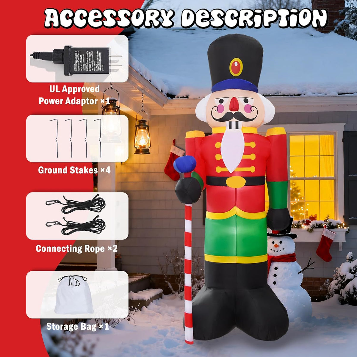 8.3ft 2pcs christmas inflatable nutcracker, jumbo nutcracker soldier, package contents