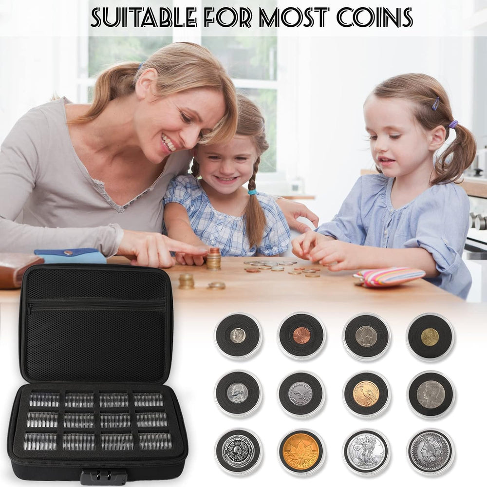46mm Coin Capsules with Black Foam Gasket and Storage Organizer Box 96PCS