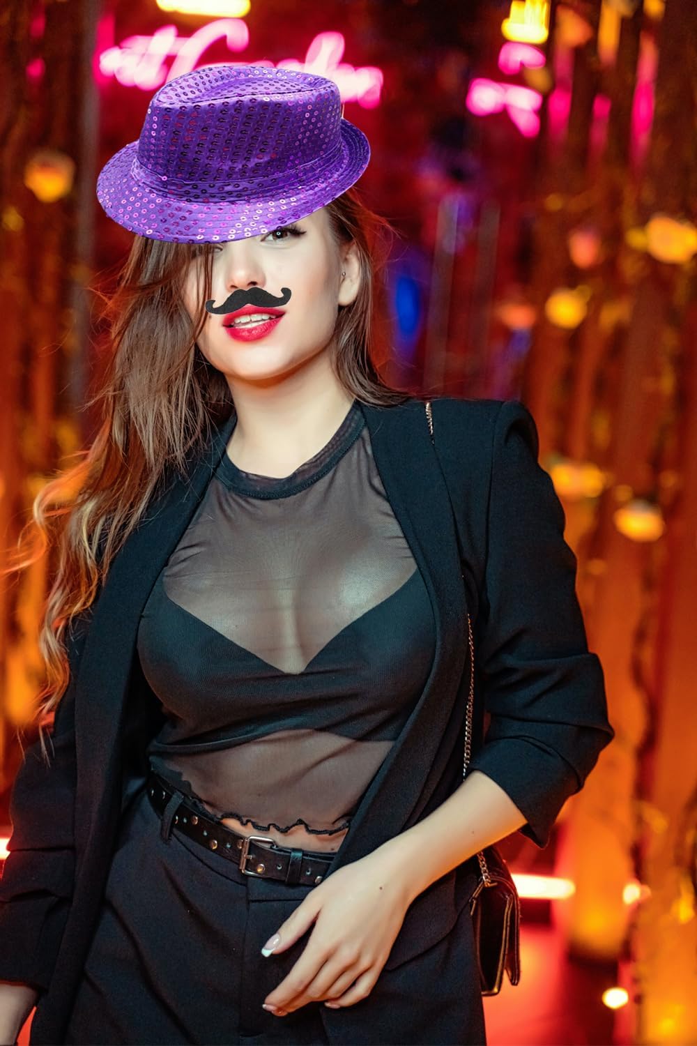 21 Pcs Funny Party Photo Booth Props Set for Adults Assorted Dress Up Costume Hats Props Fun Sunglasses Fun Photo Booth Kits for Wedding Props, Birthday, Cosplay, Bachelorette Party Supplies