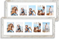 8x24 Picture Frame 2 Pack, Distressed White Wood Frame with Tempered Glass, Display Pictures Multiple Five 4x6 With Mat or 8 x 24 Without Mat - Horizontal or Vertical Wall Mounting
