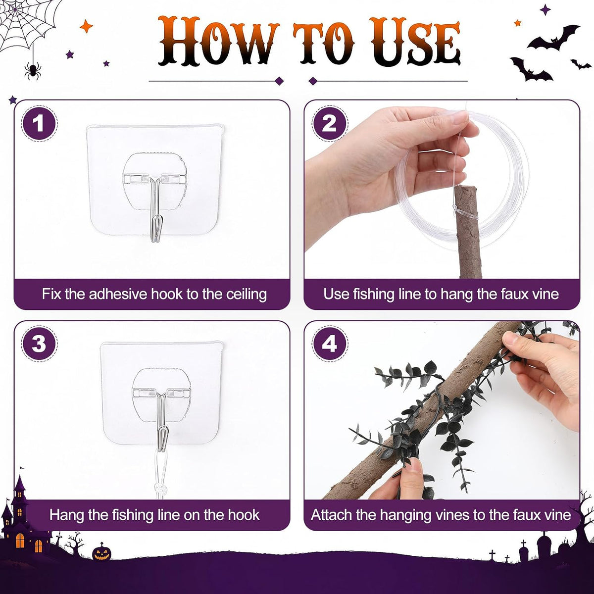 Bucherry 36 Pcs 3D Halloween Tree Decoration Black Willow Vine Twig Garland