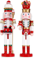 2 Pcs Wooden Christmas Decorations Nutcracker Soldier, 38CM Traditional Painted Nutcracker Figures,Festive Collectible Christmas Party for Home Fireplace Christmas Tree Party Decoration