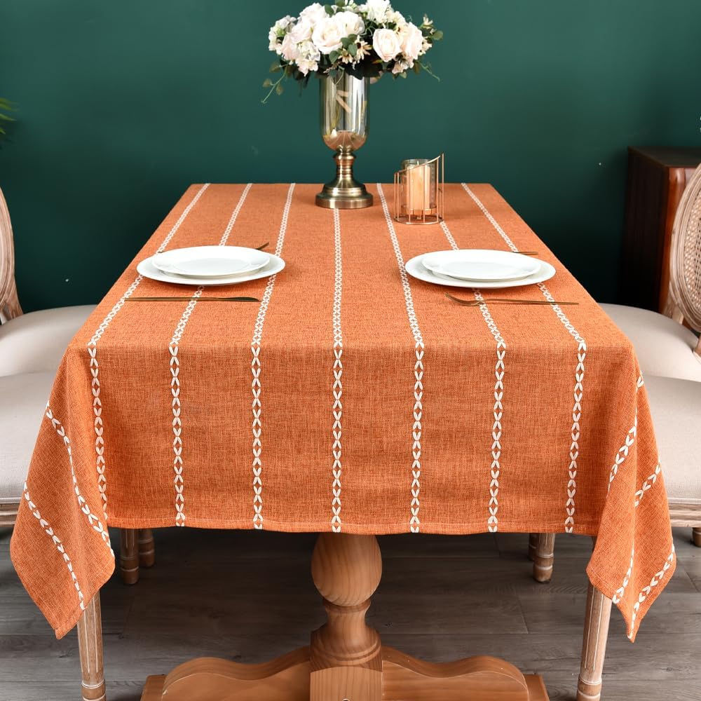 Zobesta Orange Tablecloths Rectangular 86x53 Inch Fall Table Cloth Linen