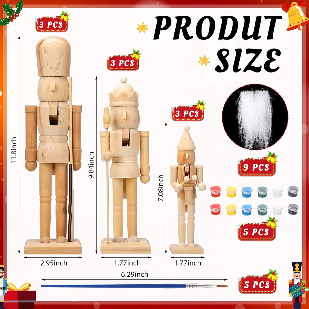 vercraft 9 set unfinished nutcracker wooden unpainted nutcrackers shown in use