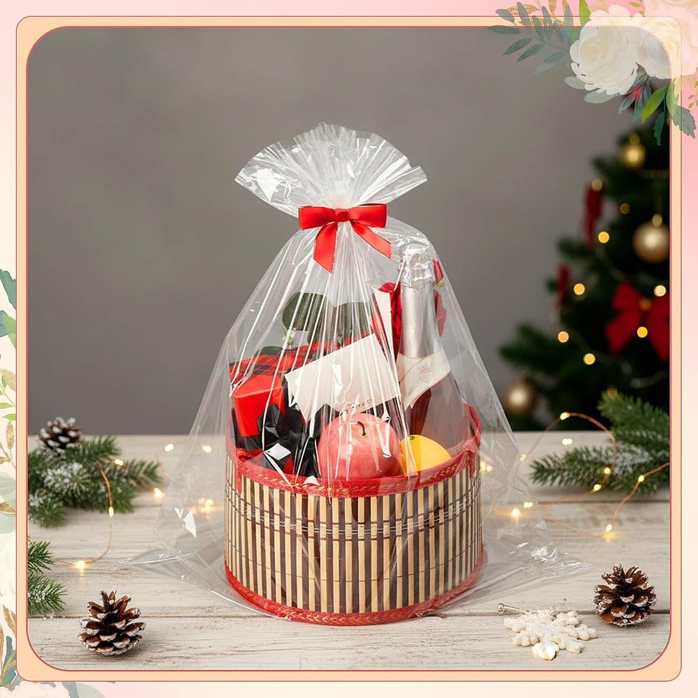 12 Set Empty Gift Baskets to Fill for Raffle, Bamboo, Red