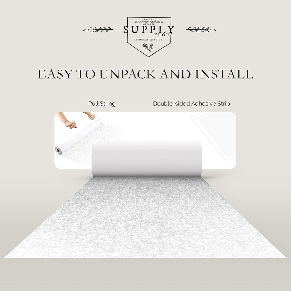 SLS SUPPLY FLORA - Wedding Aisle Runner, White Floral Print Wedding Floor Mus...