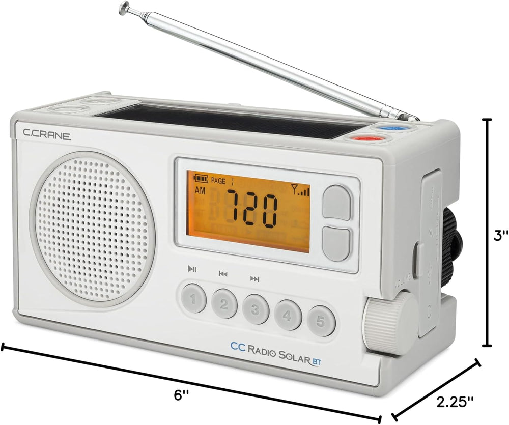C. Crane CCRadio Solar with Bluetooth Receiving, Emergency Crank NOAA Weather...