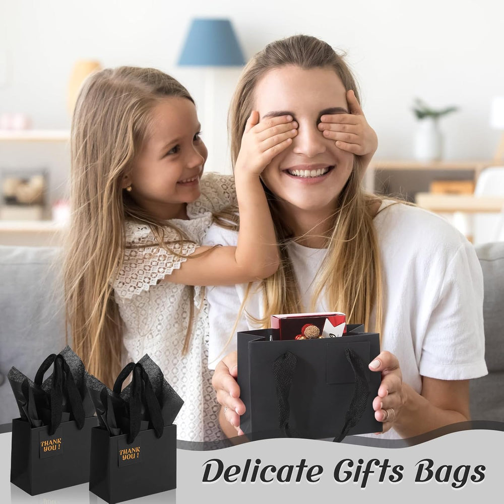 Qilery 50 Pcs Halloween Black Small Paper Gift Bag
