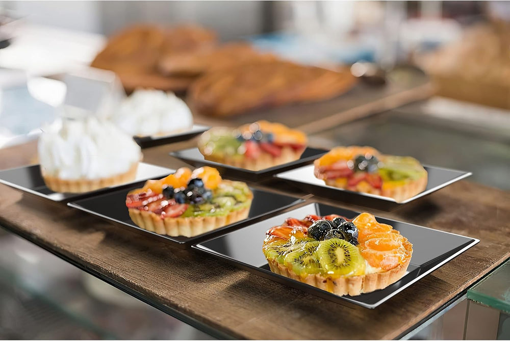Exquisite Disposable Appetizer Plates, Stackable, Black, 2.95", 500 Pack
