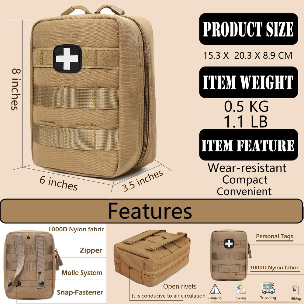 First Aid Kit EMT Medical IFAK Pouch Molle Tactical Med Emergency Bag Tan
