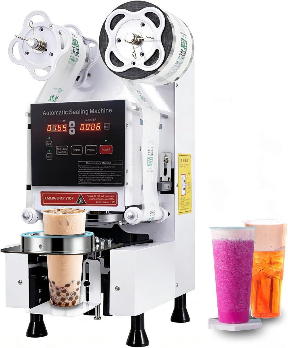 Cup Sealing Machine, Full Automatic Cup Sealer Machine 90/95mm Electric boba ...