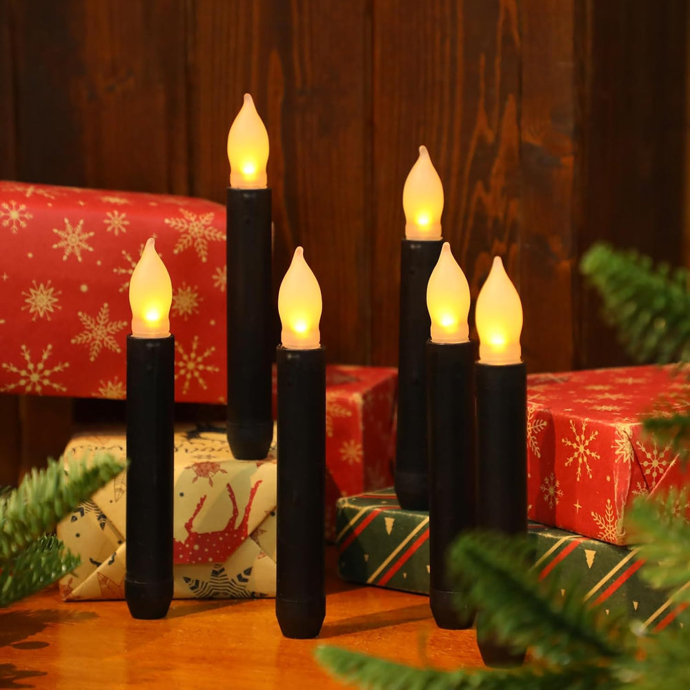 Macarrie 60 Pcs Halloween Flameless LED Taper Candles, Black,Yellow