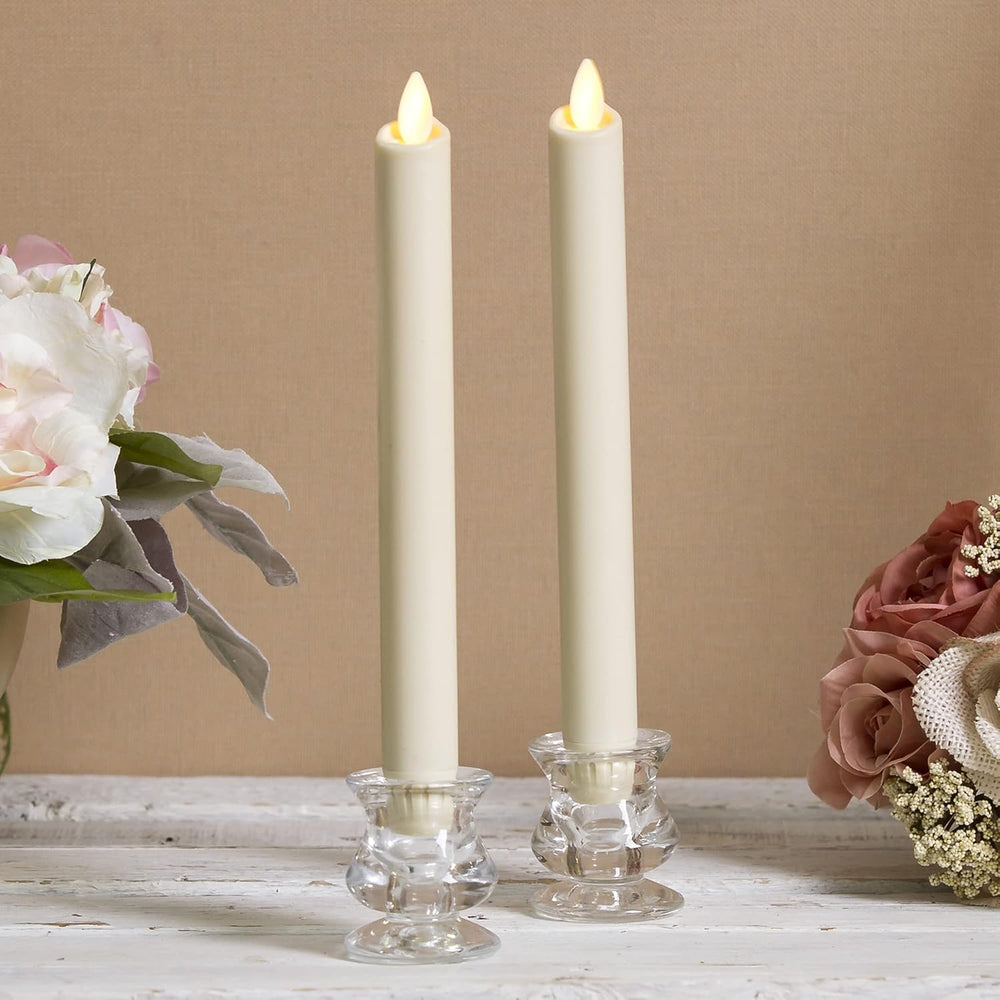 Luminara Set of 2 Moving Flame LED Taper (1x9.75), Flameless Candle, Melted E...