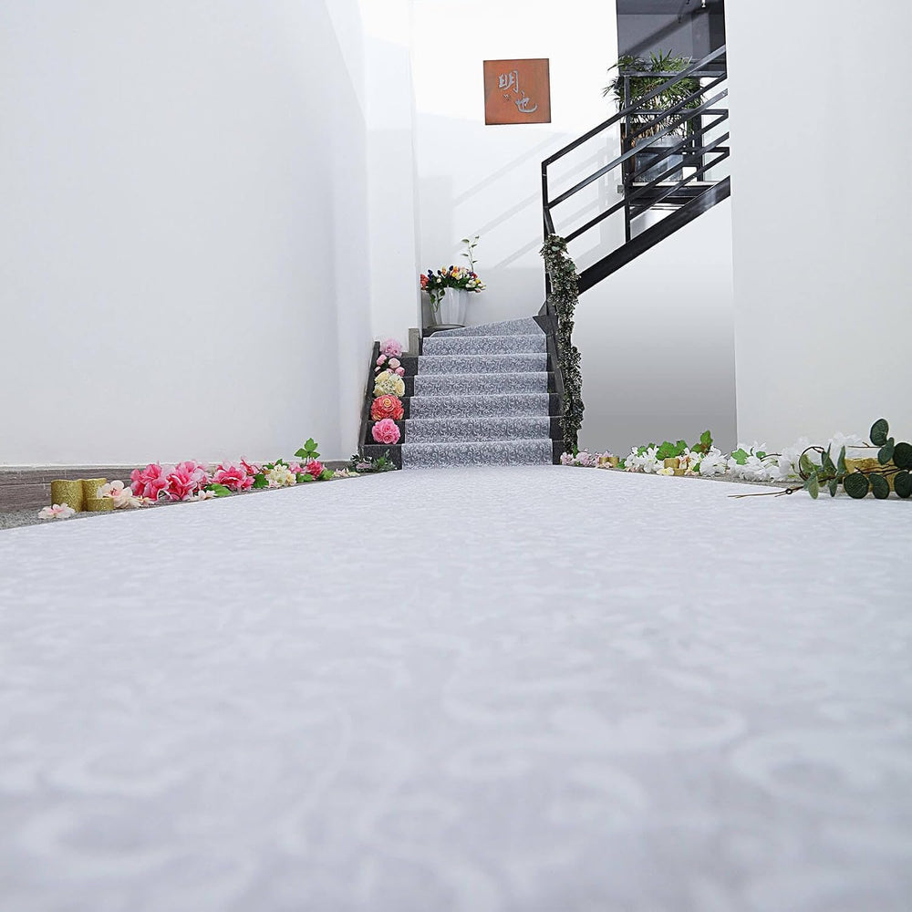 Efavormart 3ft x 100ft White Floral Lace Aisle Runner, Long Decorative Lace C...
