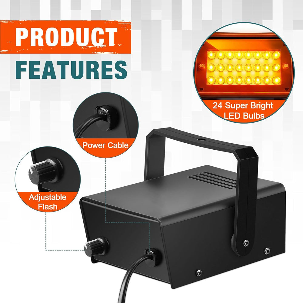 Treela 4 Pack Strobe Party Light Small Bright LED Outdoor, Orange, 24 LED