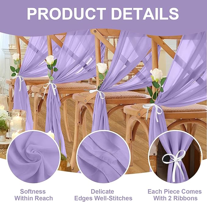 10 Pack 10ft Light Purple Chiffon Table Runners Wedding Table Runner Sheer Romantic Tulle Table Runner for Christmas Wedding Bridal Tea Party Baby Shower Birthday Party Table Decorations(120 x 12 in)