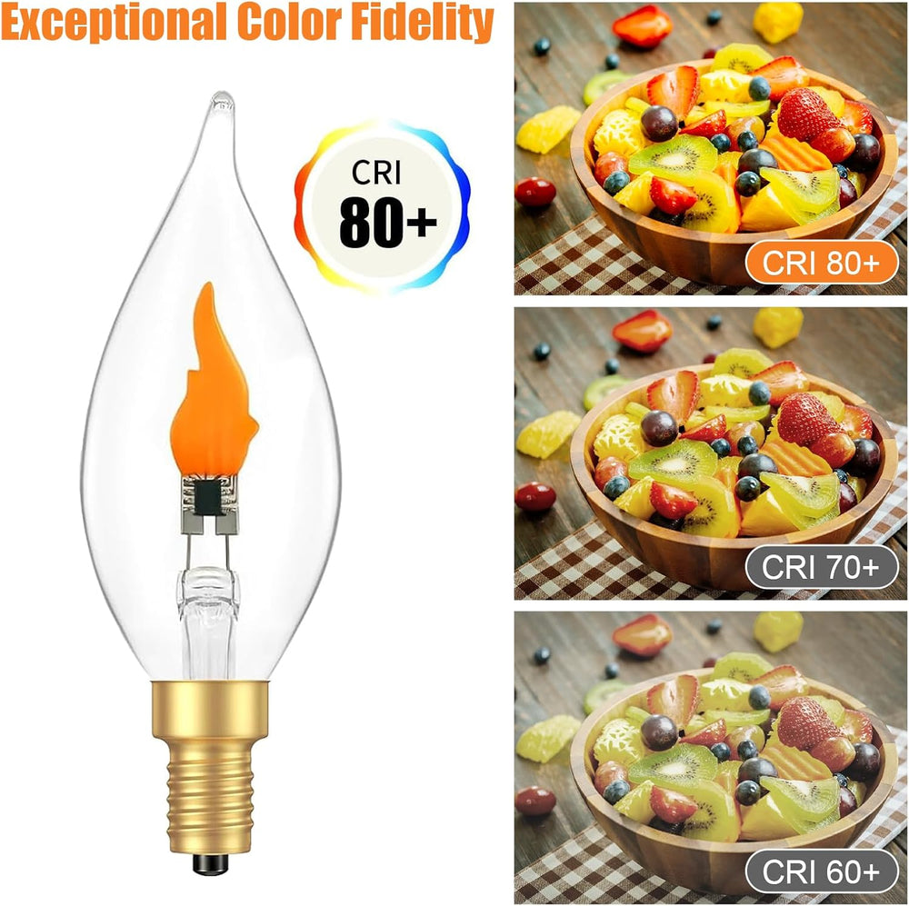 Flame Light Bulb E12 LED Realistic Flickering Fire Candelabra Decorations