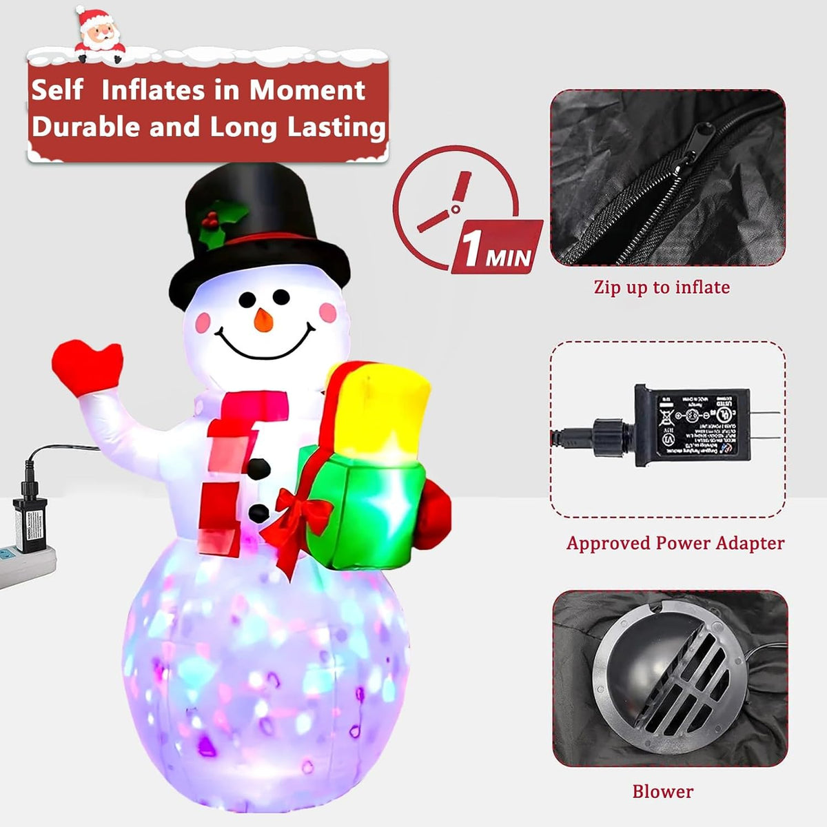 5 FT Christmas Inflatables Snowman Outdoor Decorations, Blow Up Snowman