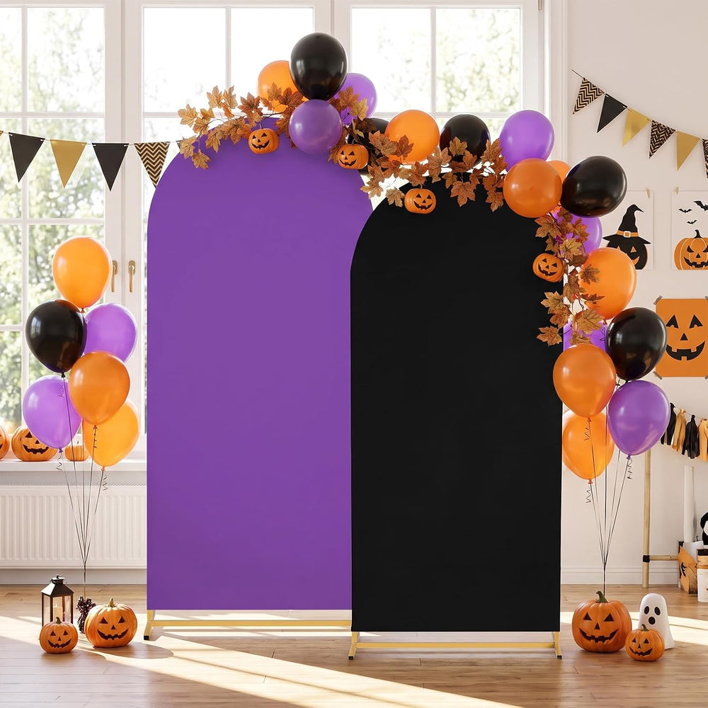Black Purple Halloween Arch Backdrop Covers 7.2FT 6FT Party Arch Covers