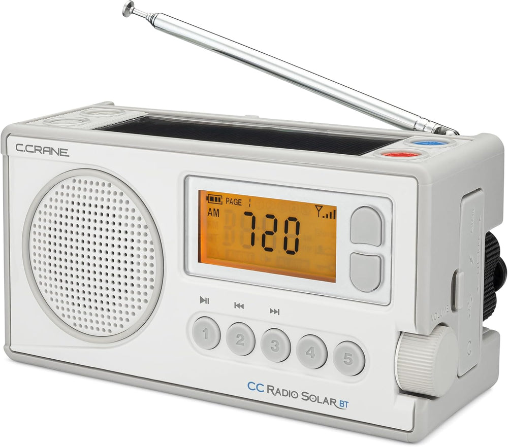 C. Crane CCRadio Solar with Bluetooth Receiving, Emergency Crank NOAA Weather...