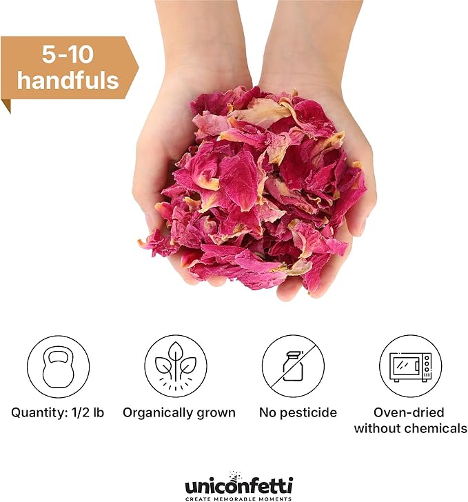 Dried Flower Red Peony Biodegradable Confetti - Real Flower Petals for Weddings, Flower Girl Toss, Wedding Send Off Ideas, Party Table Decoration | Boxed - 8oz (0.5lbs)