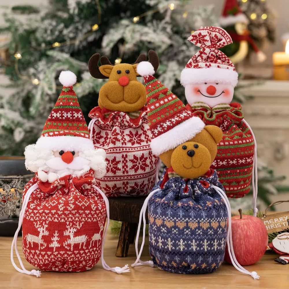 LASIYUAN 8 Pcs Christmas Small Drawstring Bag Gift Wrap Bags，Christma Doll St...