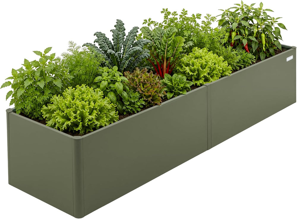 Vego garden Modern Raised Garden Bed, 17" Tall 2 x 8 ft Metal Raised Gar...